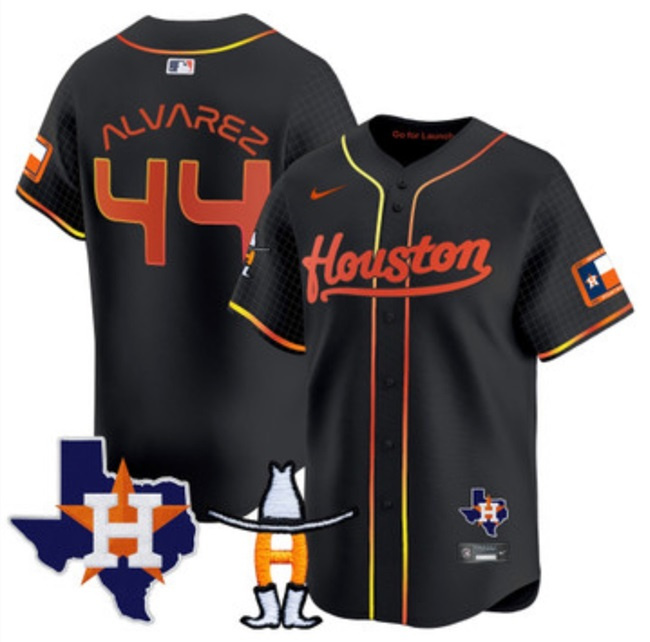 Men's Houston Astros ACTIVE PLAYER Custom Black With Patch Cool Base Stitched Baseball Jersey